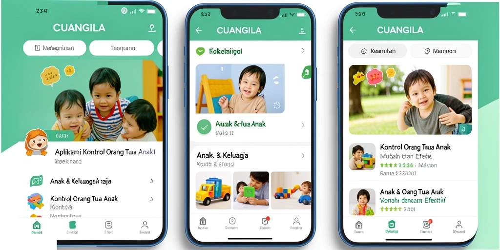 Tampilan utama CUANGILA menampilkan kontrol yang mudah diakses untuk orang tua.