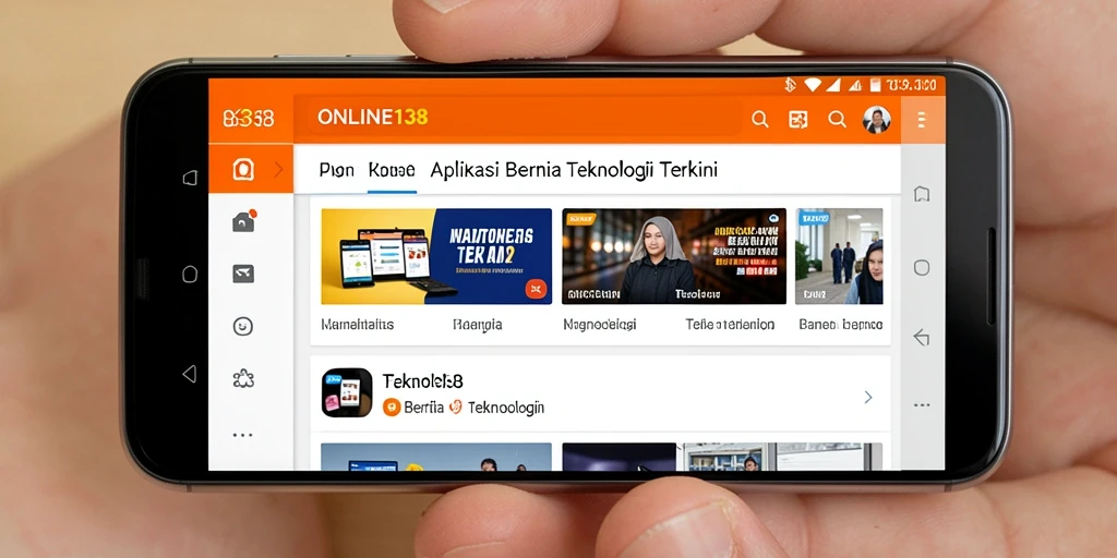 Antarmuka aplikasi ONLINE138 menampilkan berita menarik dan terkini.
