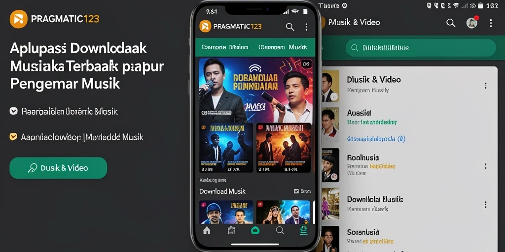 Tampilan antarmuka utama PRAGMATIC123 untuk download musik.