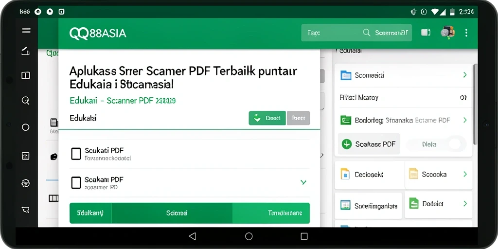 Tampilan antarmuka aplikasi Scanner PDF QQ88ASIA yang modern dan intuitif.