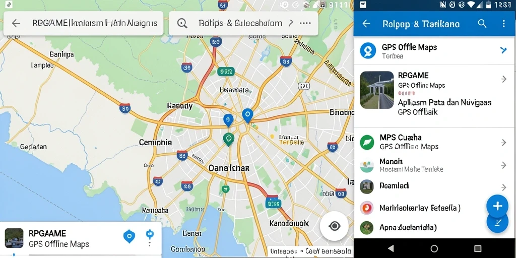 Antarmuka RPGAME yang menampilkan fungsi GPS Offline Maps secara jelas.