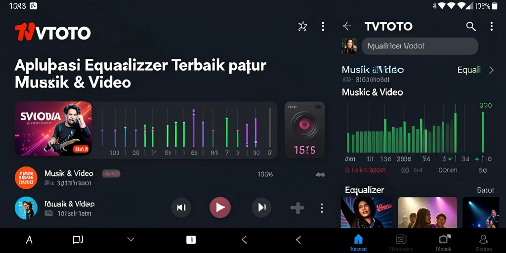 Antarmuka aplikasi <strong>TVTOTO</strong> dengan fitur Equalizer yang mudah digunakan.